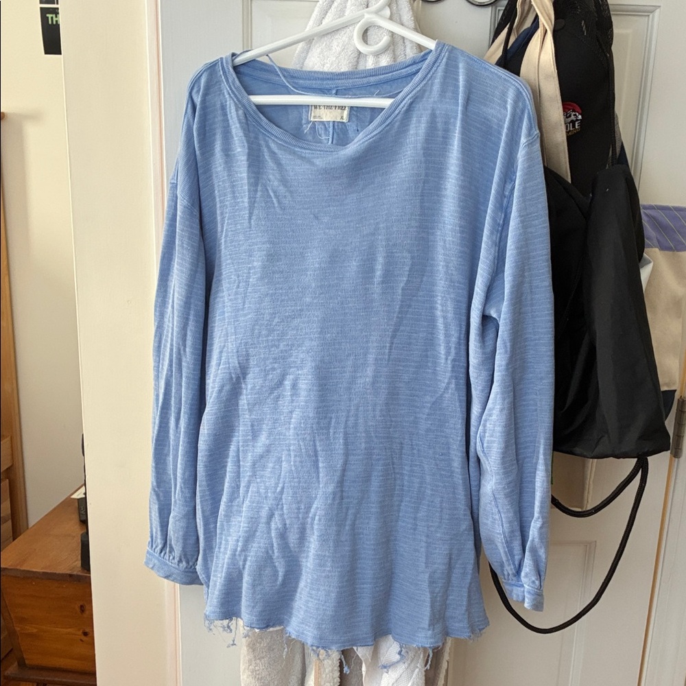 FREE PEOPLE Light Blue Long Sleeve Top